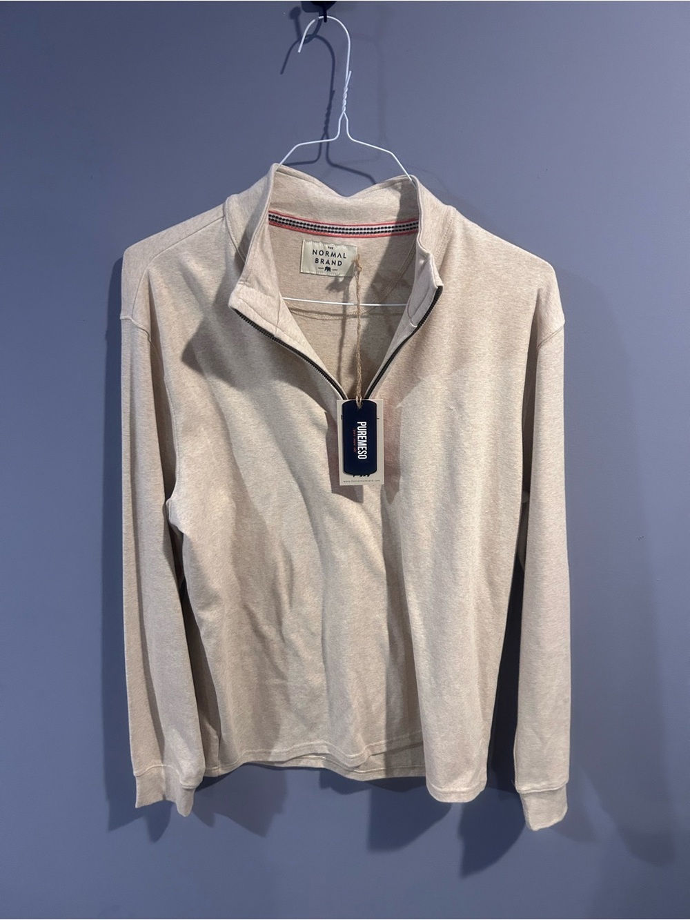 The Normal Brand Men’s Large Quarter Zip Pullover NWT Cream/Oatmeal